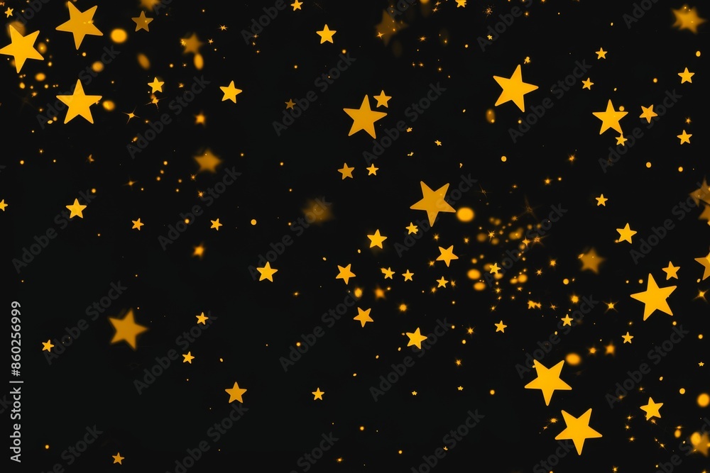 Scattered Gold Stars On A Black Background Scattered Gold Stars On A Black Background