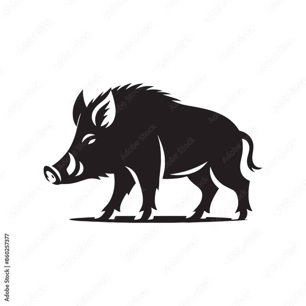 Fototapeta premium Minimalist boar silhouette for digital illustrations - wildlife vector - boar black vector 