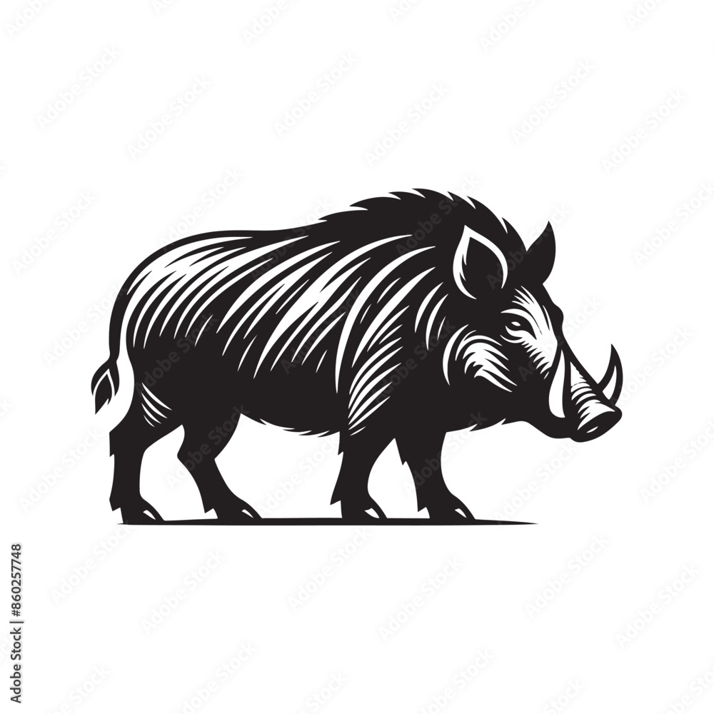 Obraz premium Contemporary boar silhouette for print and digital media - wildlife vector - boar black vector 