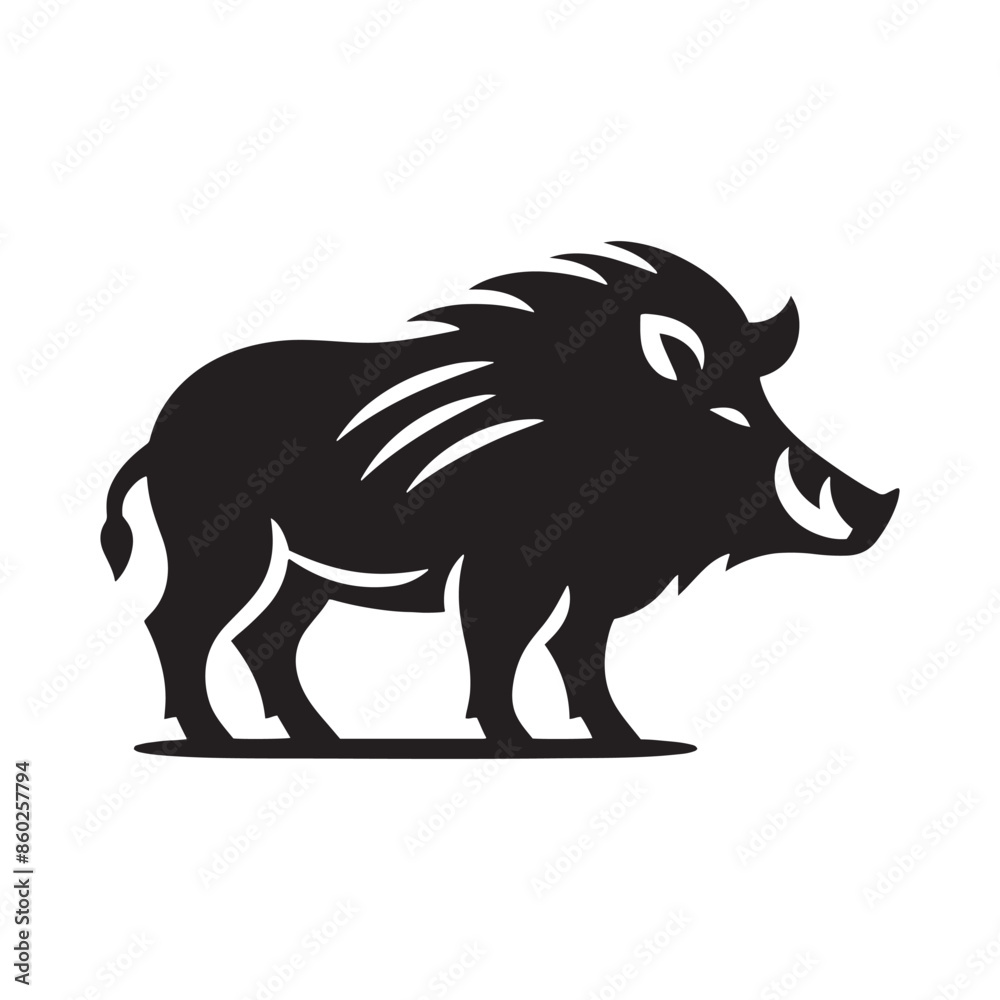 Fototapeta premium Stylish boar silhouette for various creative ideas - wildlife vector - boar black vector 