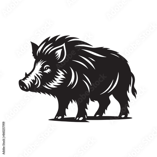 Simplified boar silhouette for versatile artworks - wildlife vector - boar black vector
