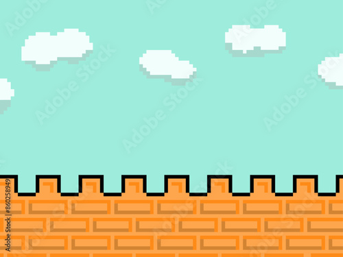 レンガでできたお城のドット絵背景