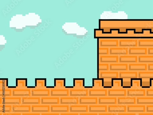 レンガでできたお城のドット絵背景