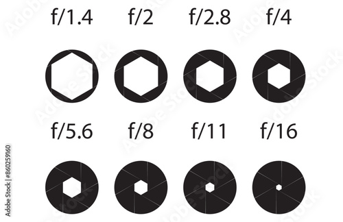 Diaphragms with different apertures and inscriptions photo