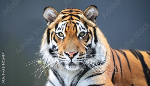 front view of sumatran tiger isolated on black background portrait of sumatran tiger panthera tigris sumatrae photo
