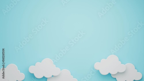3d cloud cartoon blue background animation