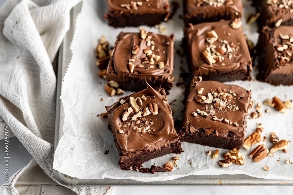 Delicious Fudgy Brownies Topped With Chocolate Ganache and Pecans Delicious Fudgy Brownies Topped With Chocolate Ganache and Pecans
