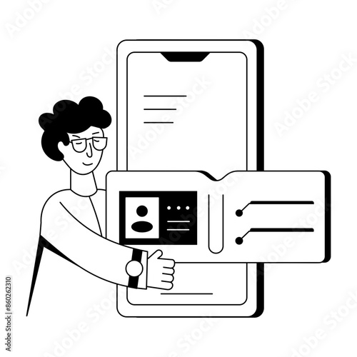 Get this outline mini illustration of digital wallet 

