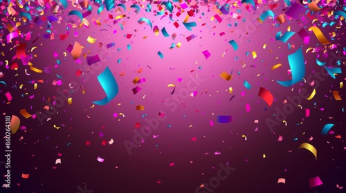 Colorful Confetti Falling On A Pink Background