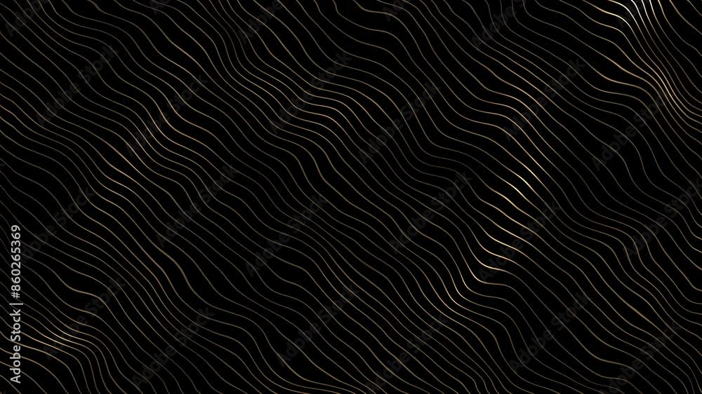 Golden waves on a black background. Digital sea, graphic linear. Bronze background. Typography card. Luxurious wavy space. Dear Sci-fi microworld. Brilliant accent, looped. An elegant luxury Golden waves on a black background. Digital sea, graphic linear. Bronze background. Typography card. Luxurious wavy space. Dear Sci-fi microworld. Brilliant accent, looped. An elegant luxury