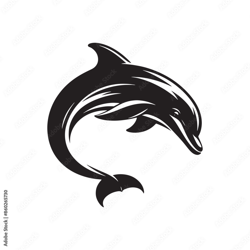 Fototapeta premium Bottlenose dolphin silhouette for modern design inspiration - minimallest dolphin vector 