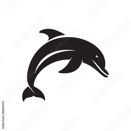 Unique bottlenose dolphin silhouette for digital projects - sea life vector - dolphin black vector
