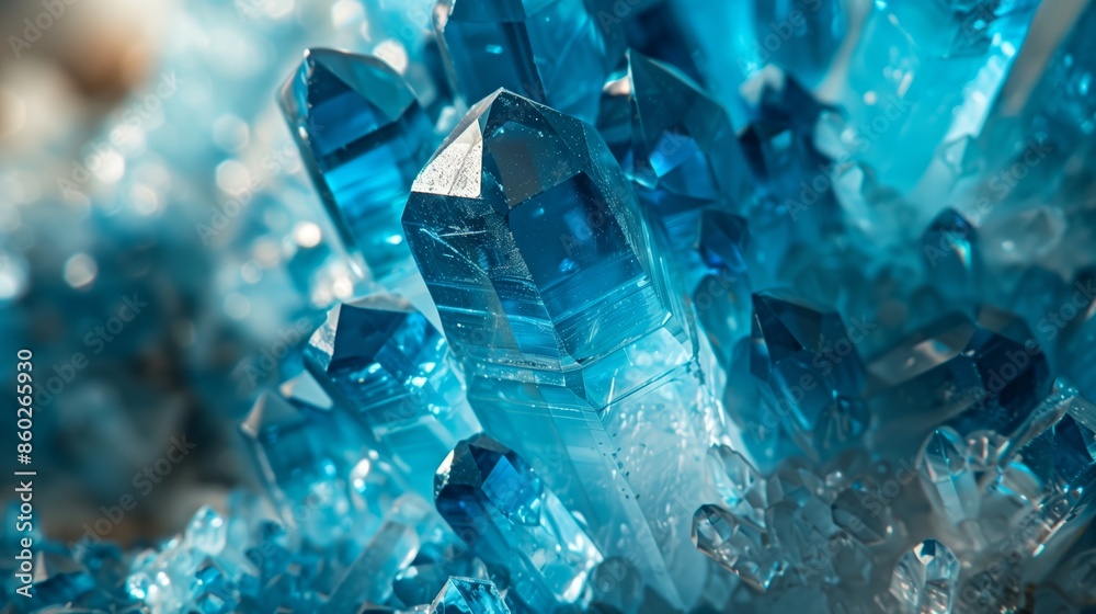 Close Up View of Natural Blue Crystal Formations in Detail Close Up View of Natural Blue Crystal Formations in Detail
