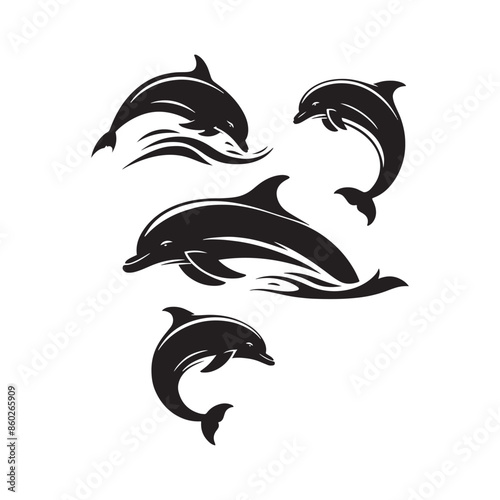 Captivating bottlenose dolphin silhouette for design and art - sea life vector - dolphin black vector
