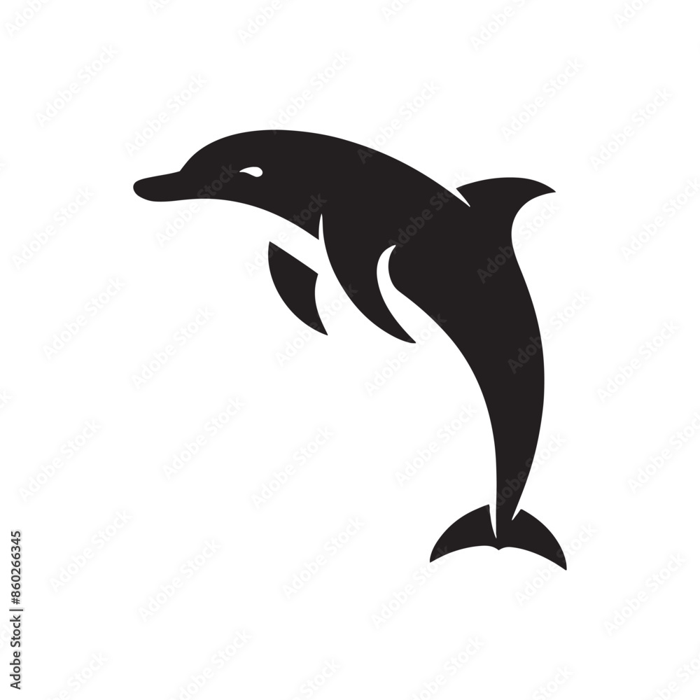Fototapeta premium Bottlenose dolphin silhouette for art and design inspiration - minimallest dolphin vector 