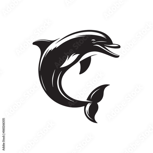 Bottlenose dolphin silhouette for artistic and educational use - minimallest dolphin vector
