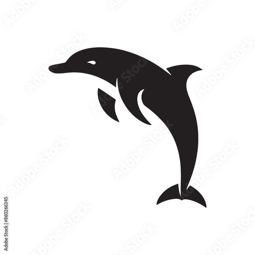 Bottlenose dolphin silhouette for art and design inspiration - minimallest dolphin vector
