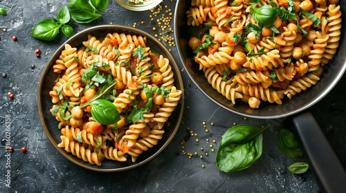 Gluten free pasta, chickpeas and lentils photo