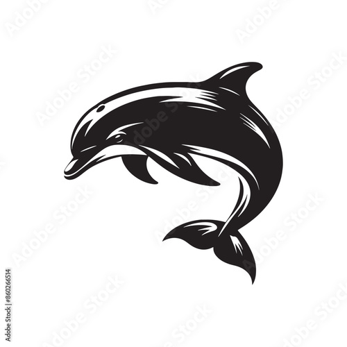 Detailed bottlenose dolphin silhouette for any project - minimallest dolphin vector
