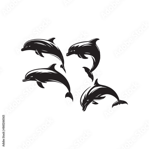 Bottlenose dolphin silhouette for artistic inspiration - minimallest dolphin vector
