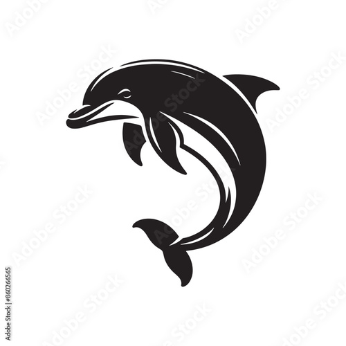 Unique bottlenose dolphin silhouette for versatile uses - sea life vector - dolphin black vector
