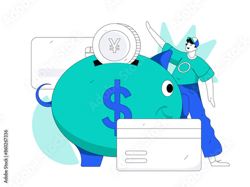 Internet financial management investment flat vector concept operation hand drawn illustration
