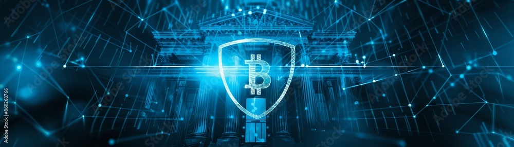 Bitcoin Security: Digital Currency Protected by a Shield - A digital illustration depicts a Bitcoin symbol within a shield, symbolizing its security and protection. Bitcoin Security: Digital Currency Protected by a Shield - A digital illustration depicts a Bitcoin symbol within a shield, symbolizing its security and protection.