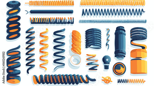 Metal spiral flexible wire elastic spring icons 