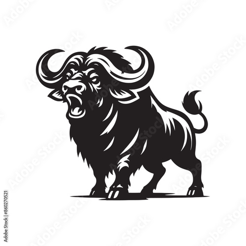 Buffalo silhouette enhancing design ideas - Buffalo illustration - minimallest Buffalo vector
