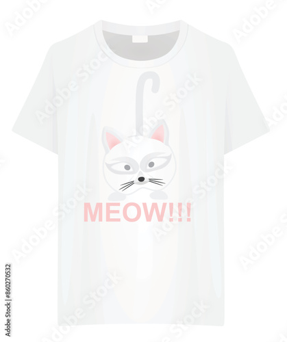 T shirt with cat design. vector