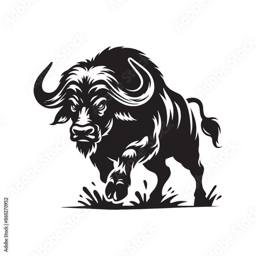 Minimalistic Buffalo silhouette in clean design - Buffalo illustration - minimallest Buffalo vector
