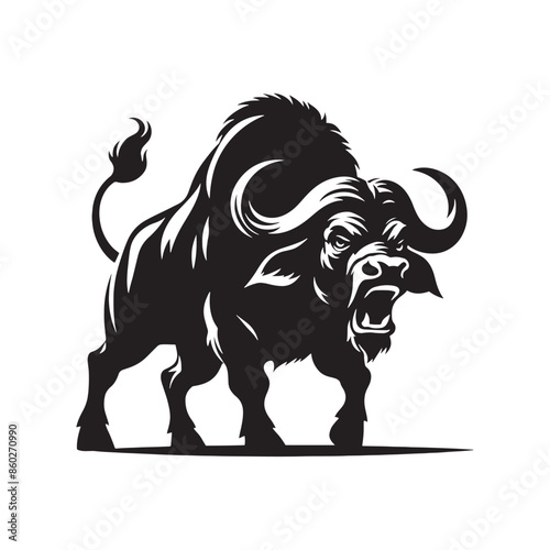 Artistic Buffalo silhouette for modern prints - Buffalo black vector
