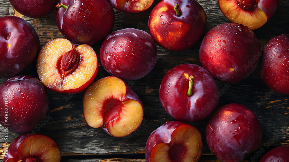 fresh plum top down view background poster fresh plum top down view background poster