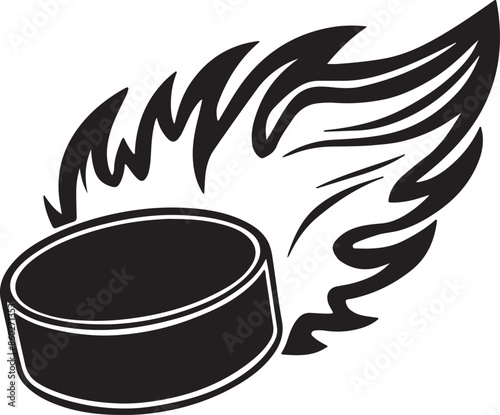 Ice Hockey Puck Flame Vector