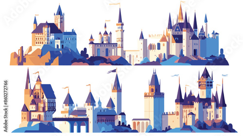 Medieval castle and knight fortress ancient royal 