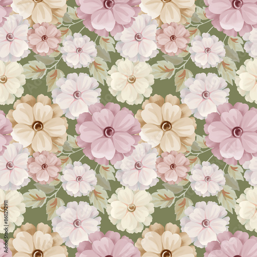 Beautiful Blooming blossom Ditsy floral garden vintage template season seamless pattern