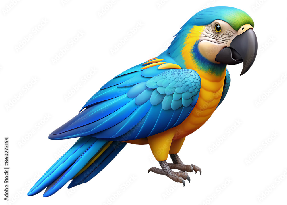 Fototapeta premium blue and yellow macaw ara ararauna on white background.