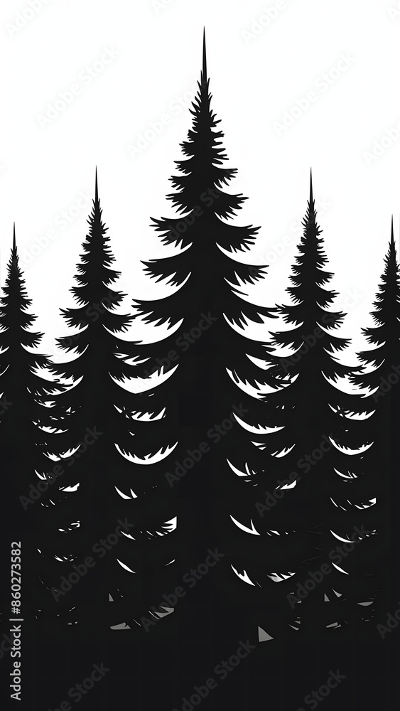 Obraz premium pine trees silhouttee