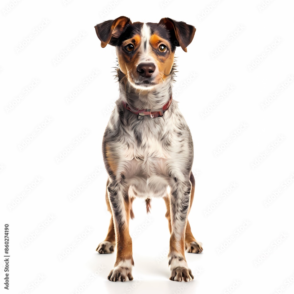 Brazilian terrier dog breed standing against white background, Ai Generated Brazilian terrier dog breed standing against white background, Ai Generated