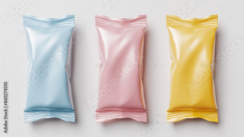 A mockup of a colorful wrapper for a candy bar, 3D illustration 