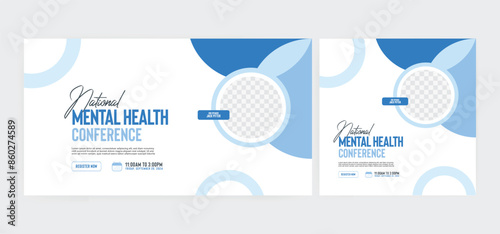 Mental Health webinar poster design great for social media post template. Modern and minimalist elegant mental health editable design. Vector illustration.