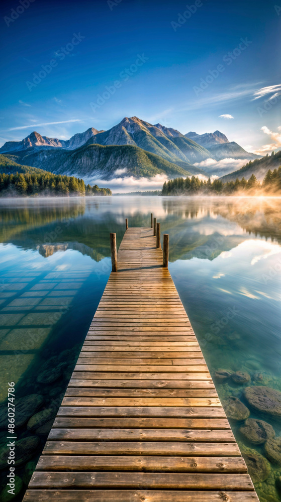 Scenic Mountain Lake with Wooden Pier - Phone Screensaver Scenic Mountain Lake with Wooden Pier - Phone Screensaver