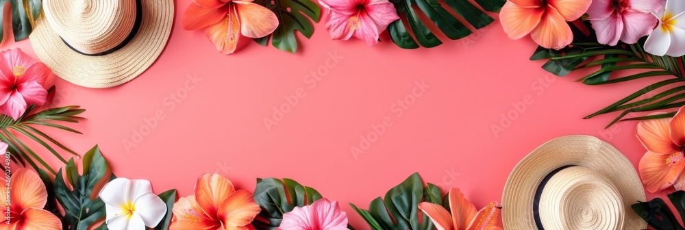 Simple and elegant pink summer background with delicate floral elements ...