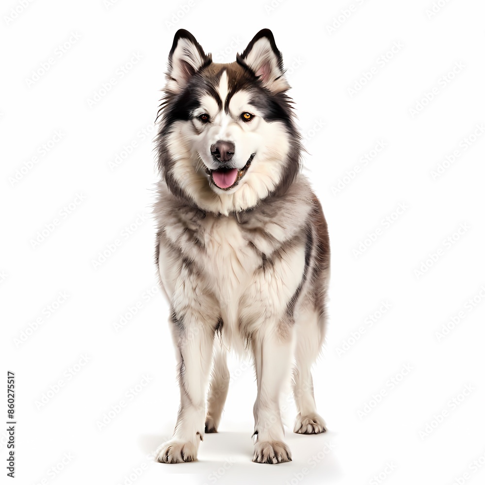 Canadian Eskimo dog breed standing against white background, AI Generated Canadian Eskimo dog breed standing against white background, AI Generated