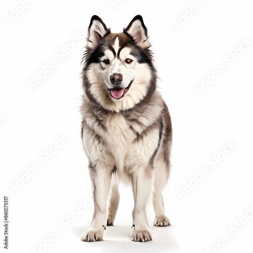 Canadian Eskimo dog breed standing against white background, AI Generated