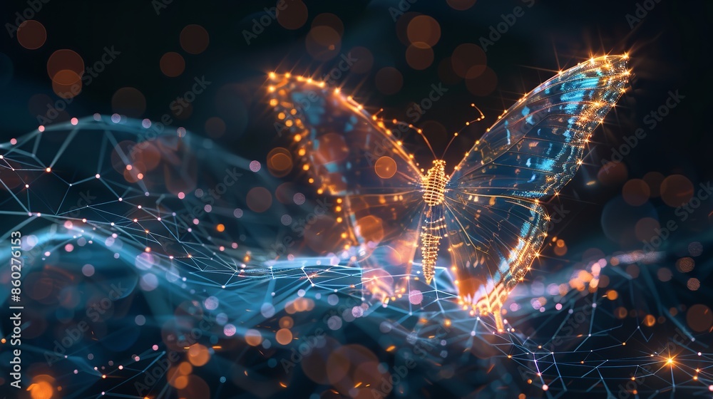 Abstract Butterfly Flutters Over a Digital Growing Graph Abstract Butterfly Flutters Over a Digital Growing Graph