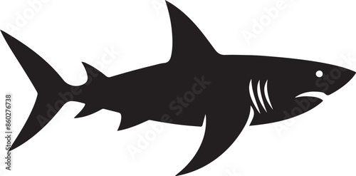 simple shark silhouette logo, negative spaced shark in black color logo icon vector