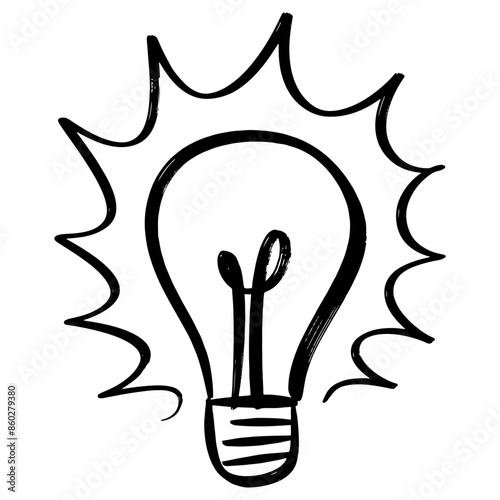 Doodle sketch style of Hand drawn light bulb icon vector illustration for concept design.