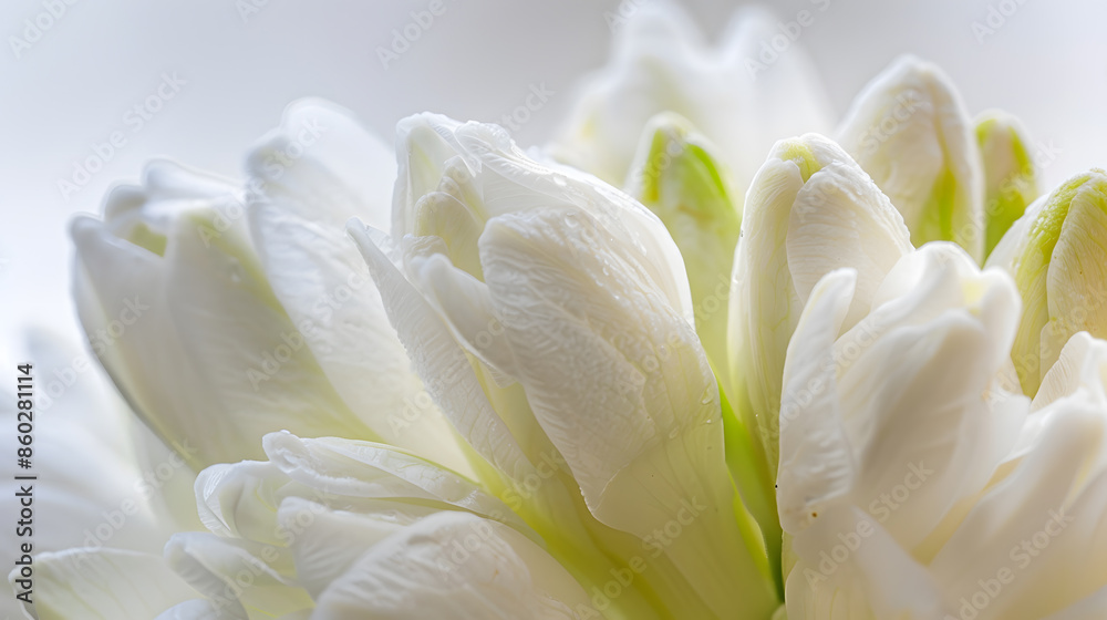 spring flowers buds closeup white petals : Generative AI spring flowers buds closeup white petals : Generative AI