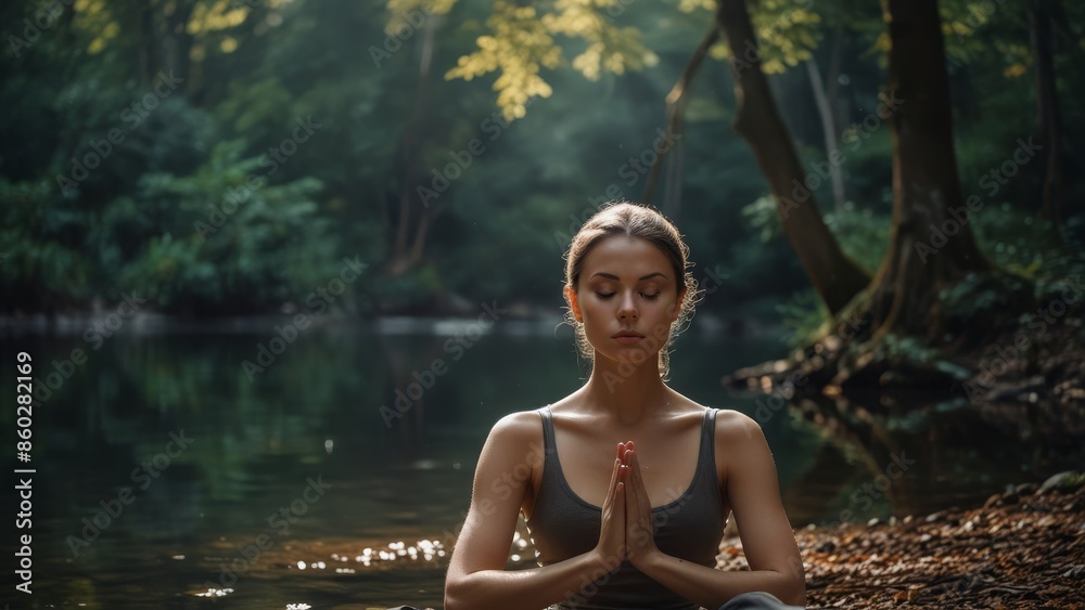 Peaceful Meditation by Forest Lake Peaceful Meditation by Forest Lake